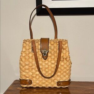 Timeless Brown Vintage Wicker Woven Tote Bag